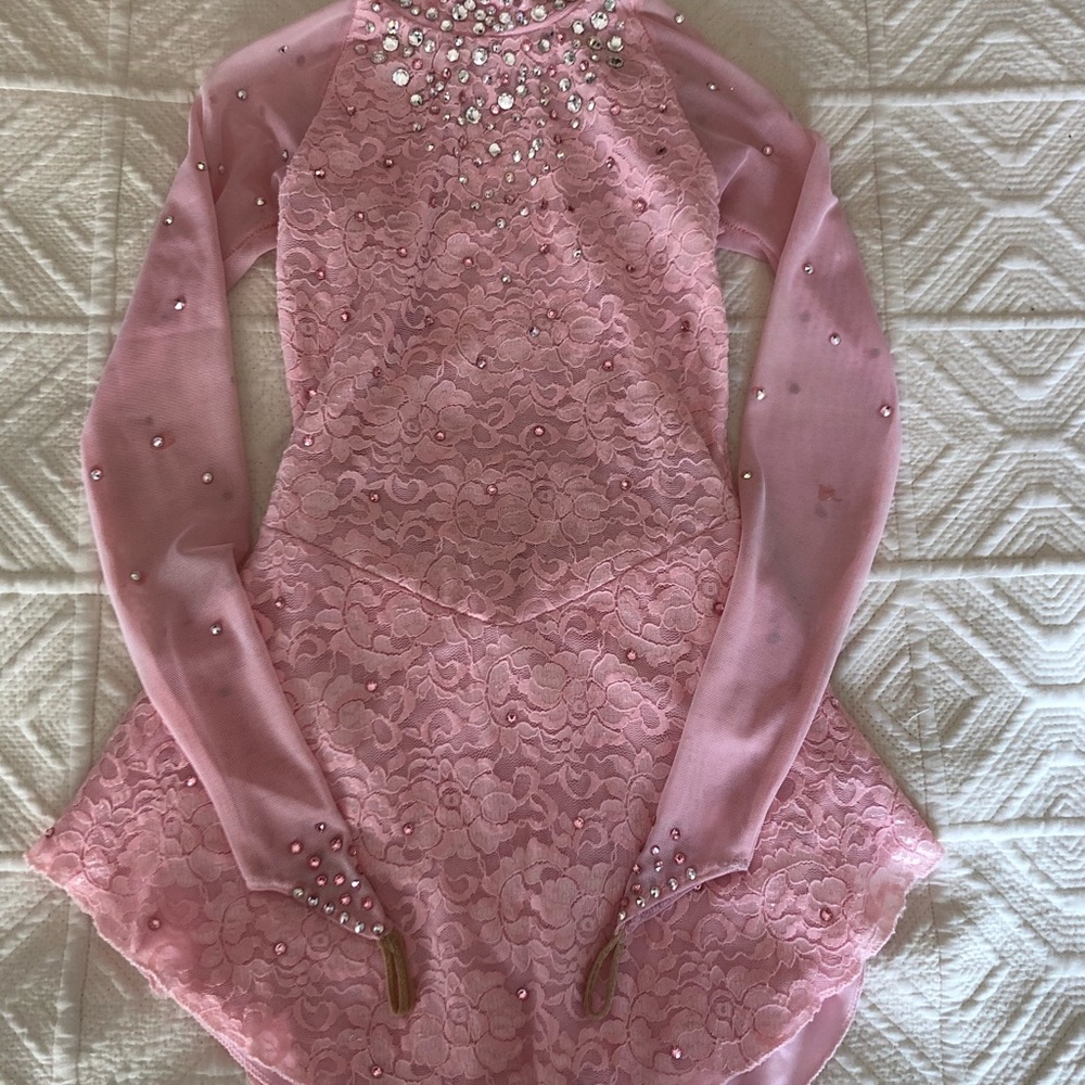 Custom figure skating dress Swarovski crystals